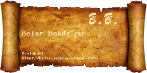 Beier Bekény névjegykártya